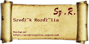 Szvák Rozália névjegykártya